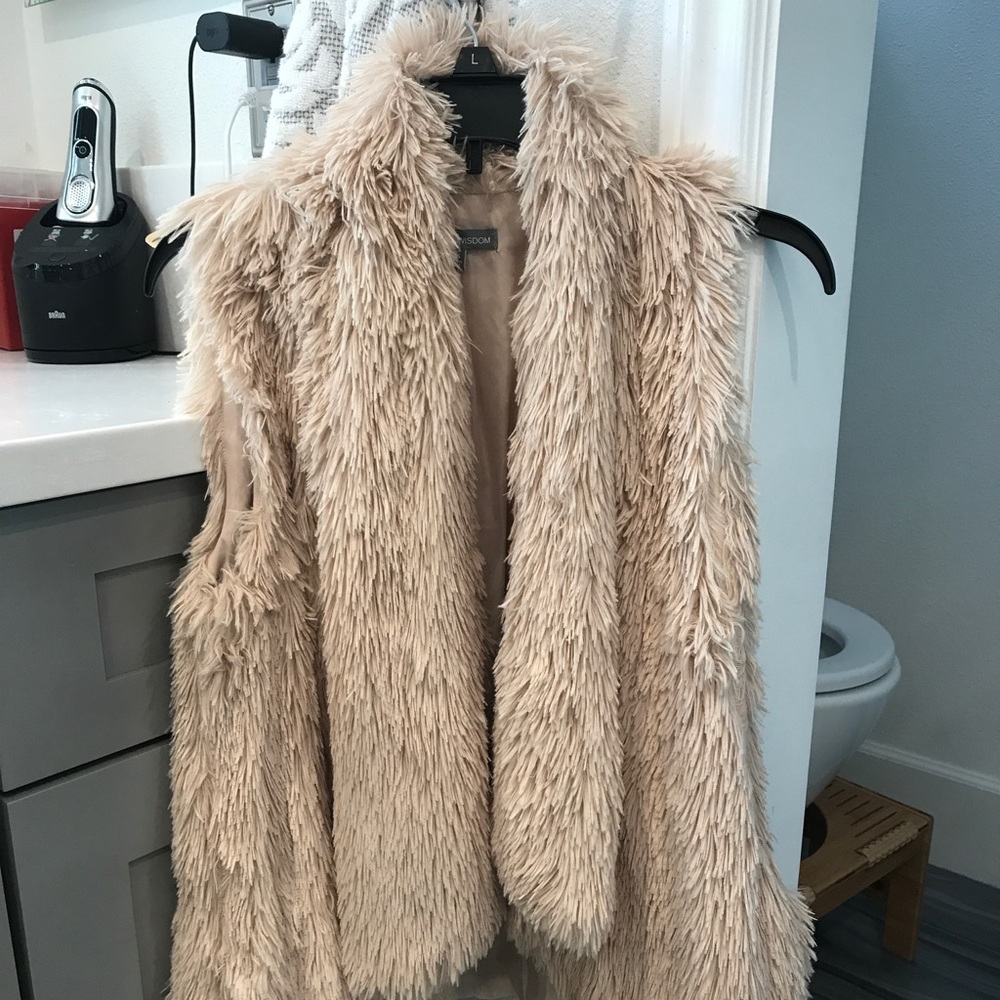 tan fur vest